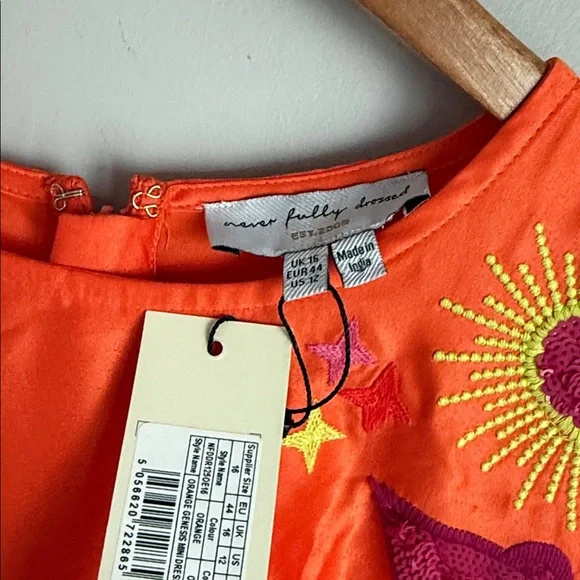 NEW Never Fully Dressed Orange Genesis Mini Dress 12 - Picture 7 of 12